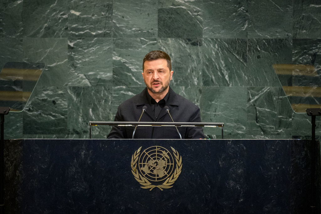 Le président ukrainien, Volodymyr Zelensky, au deuxième jour du débat de la 80e session de l’Assemblée générale de l'ONU.